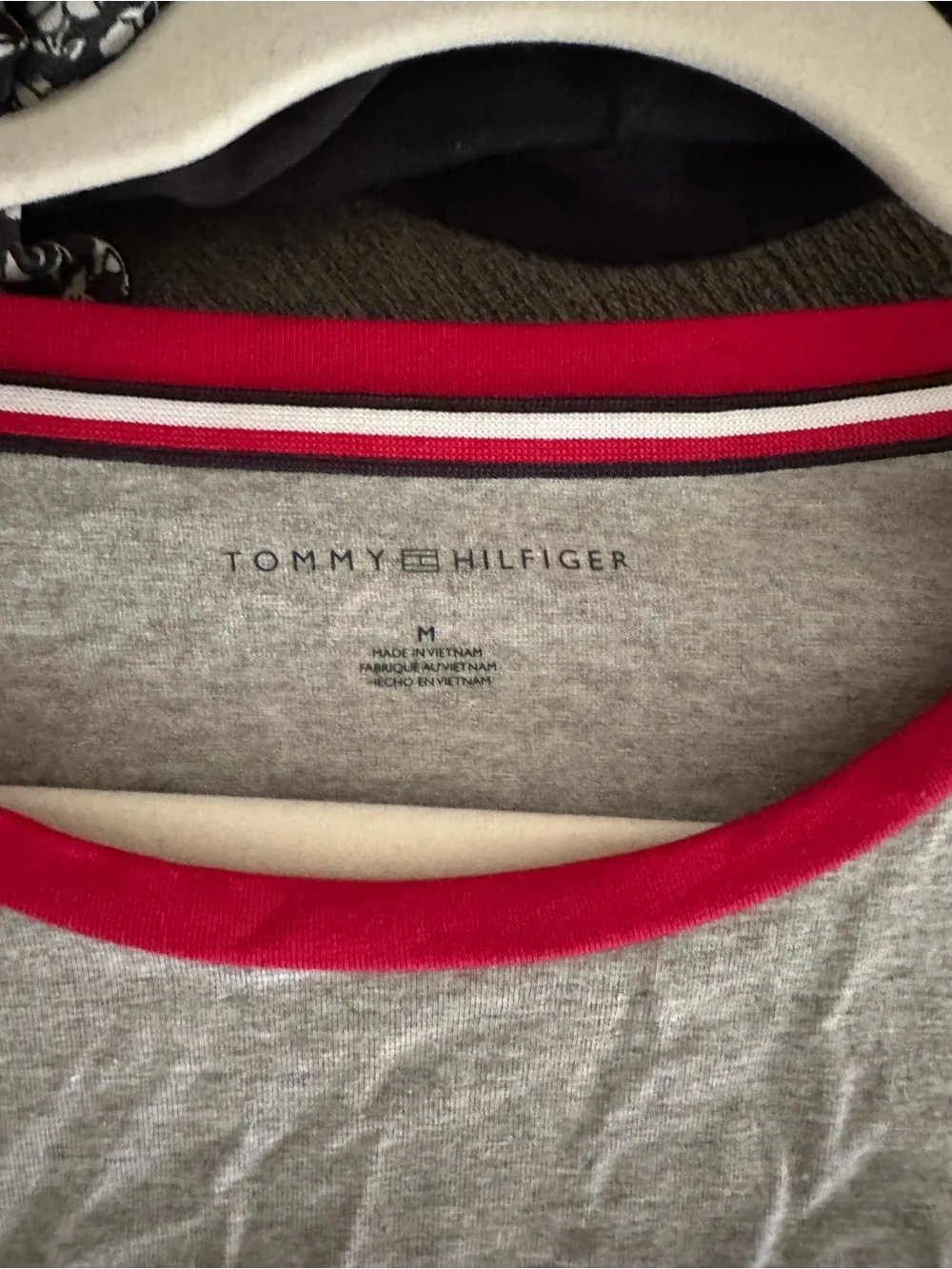 Tommy Hilfiger Gray Long Sleeve Tee Dress with Red Trim